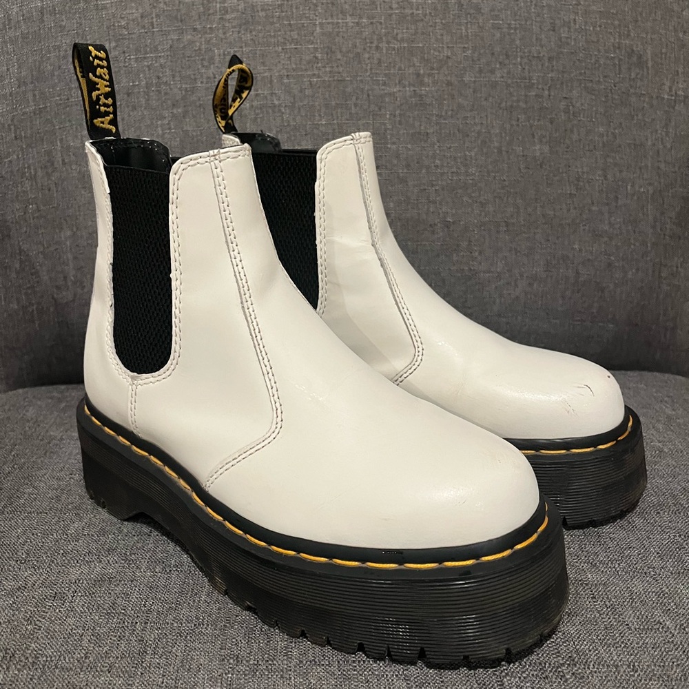 Dr Martens White Platform ankle boots